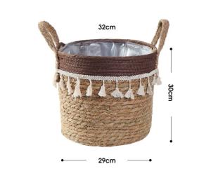 China Handicraft Natural Seagrass Storage Basket With Handle ECO Friendly Kids Toy Clothes Baskets Storage Home Decoractions factory