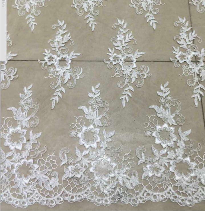 Ivory Embroidery Lace Fabric for Wedding Dress Hot Sale