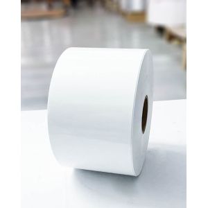 China Clear BOPP Adhesive Jumbo Roll Labels Paper Synthetic Movable Glue factory
