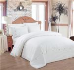 Sateen Stripe Duvet Cover Polyester Cotton Bedding Set 4pcs Solid Color