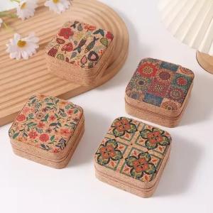 China Cork Travel Jewelry Case, Cork Box Jewelry Organizer for Ring Necklace Earring, Personalized Gift for Women Mothers Girls factory