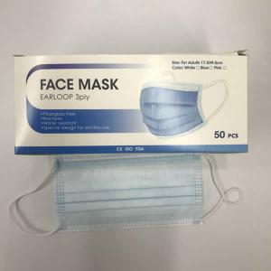 China Highly Breathable Non Woven Disposable Mask , Face Mask Earloop 3 Ply factory