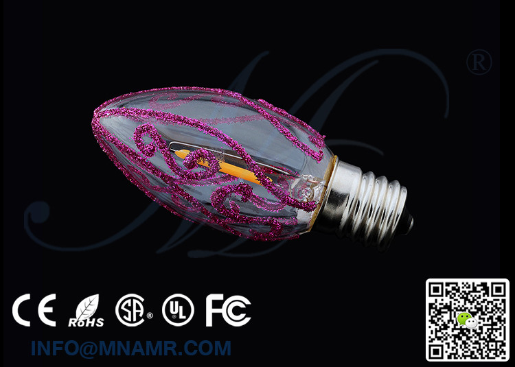 Traditional LED Flame Lights Mini C9 Edison Bulb E12 1w 110v-240vac