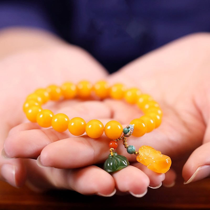 Wholesale Natural Crystal Bracelet Honey Amber Raw Stone Bracelet Energy Stone Meditation Bracelet For Jewelry Gift Simple Luxury Beeswax Beads Amber