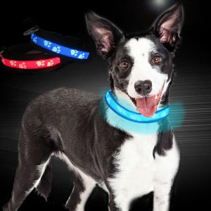 China C903 Cute Style Custom Logo Nature Nylon Rechargeable Flashing LED protect dog collar pet accessories With USB factory