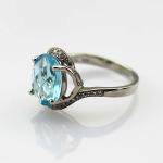 Sterling Silver 8mmx10mm Blue Topaz Cubic Zircon Women Ring (R262)