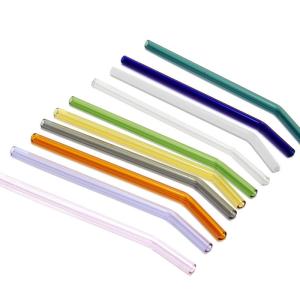 China Personalized Bent Glass Drinking Straws , Pyrex Glass Drinking Straws factory