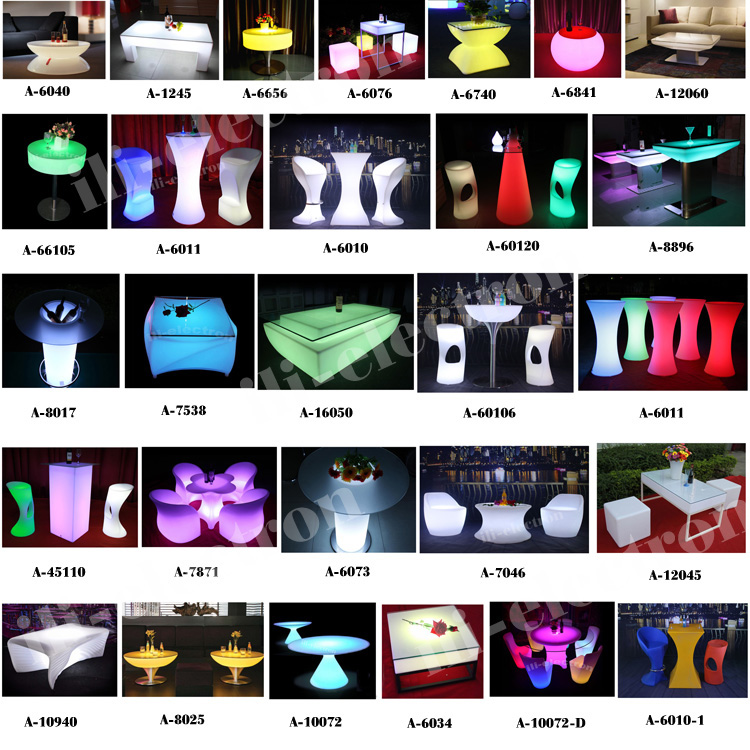 Rechargeable battery operated glowing led bar tables