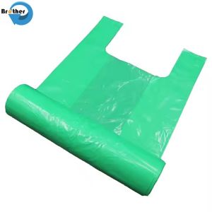 Custom Food Packaging Plastic Produce T Shirt Bags on Roll
