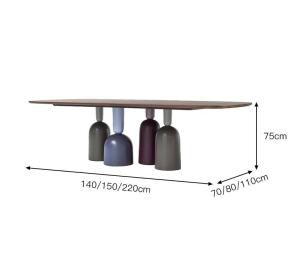 China Customized Walnut Color Metal Base Dining Table Rectangular Shape factory