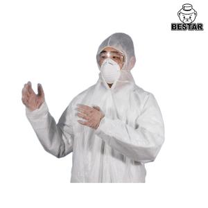 China White SPP PE Disposable Protective Coverall Work Suits For Food Processing factory