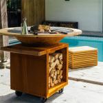 Backyard Commercial Charcoal Grill Barbecue Corten Metal BBQ Grill Fire Table