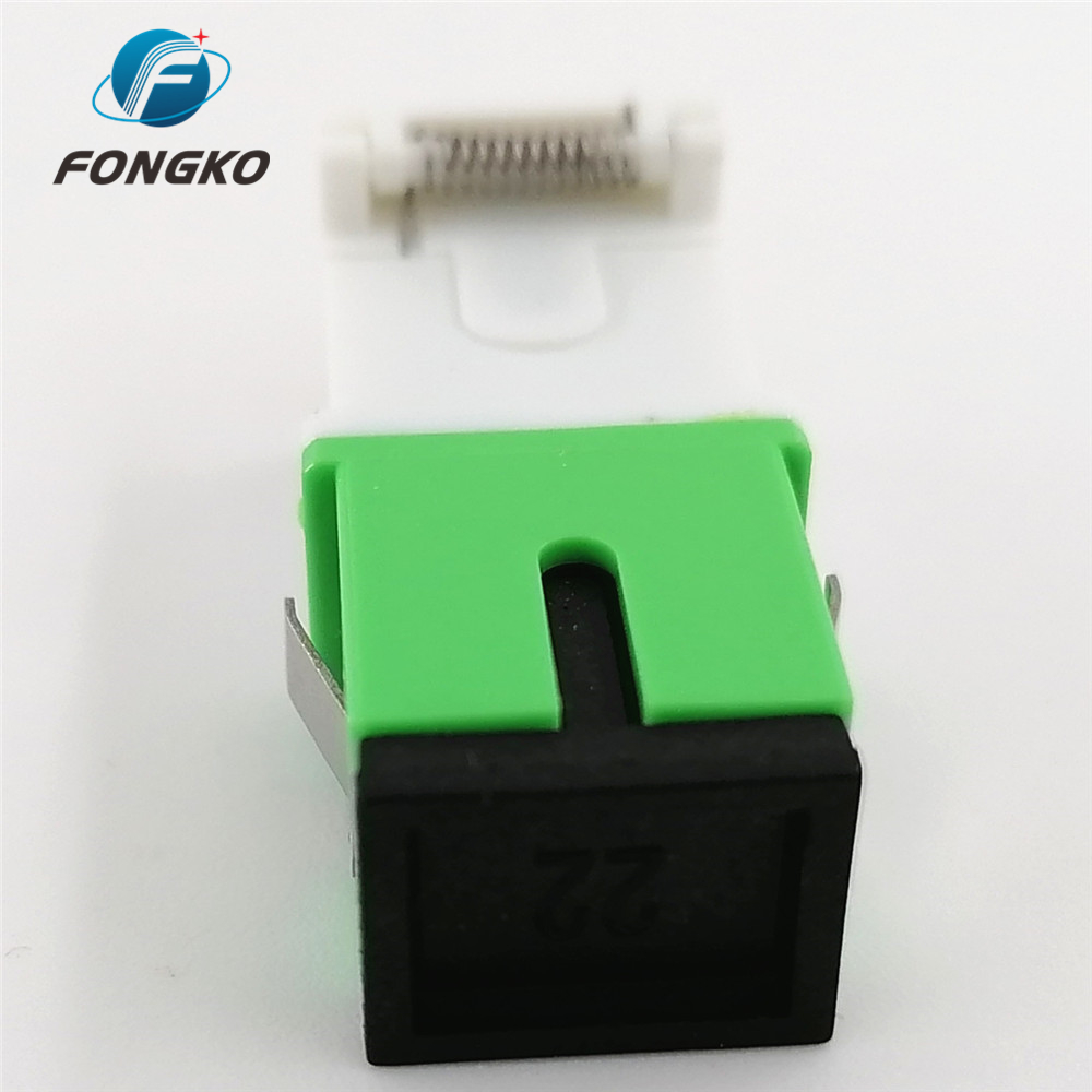 Singlemode Fiber Adapter White Green Shell SC/APC Auto Shutter Adapter with Metal Shrapnel and Temperature Stability ≤0.20dB