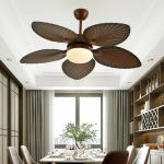 52 Inch Vintage Palm Ceilings Fan with LED Lights and Remote Control Color