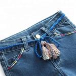Light Blue Kids Denim Clothes Adjustable Waist Bell Bottom Pants For Little