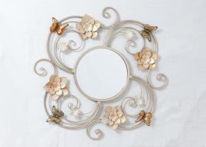 China Girl'S Room Butterflies And Florals Metal Wall Art Mirror factory