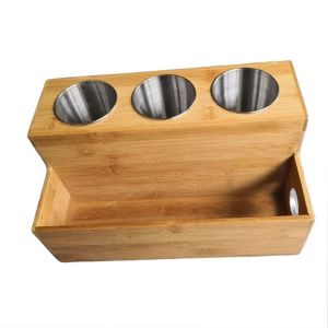 Customized Bamboo Bathroom Storage Rack Hair Appliance Organizer