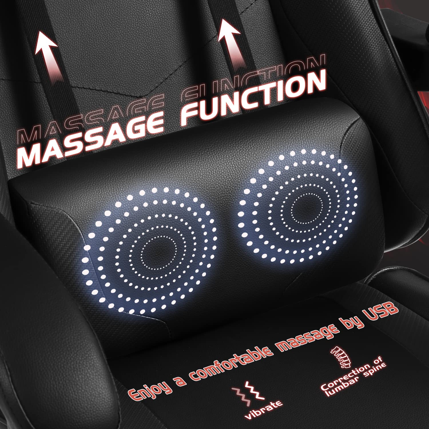 Solid Back Style Ergonomic Gaming Chair with Footrest and Massage Lumbar Support