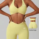 Breathable Scrunch Sports Bra Workout Leggings Sets For Women