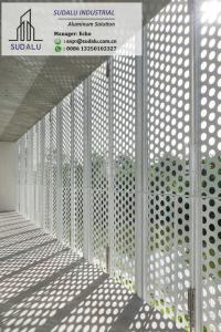 China Customized Aluminum Perforated Veneer Panel Metal Pallery Decoration Screen factory