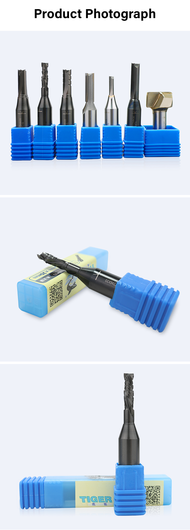 Wood MDF Tiger Router Bit 12.7mm Twin Flutes Carving Bits For Router