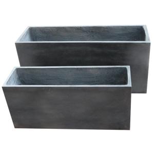 China Matte Rectangle Fiber Clay Planter With Drainage Holes factory