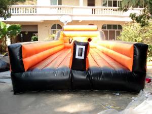 China Inflatable Amusement Park With Orange Two Lanes For Children And Adult factory