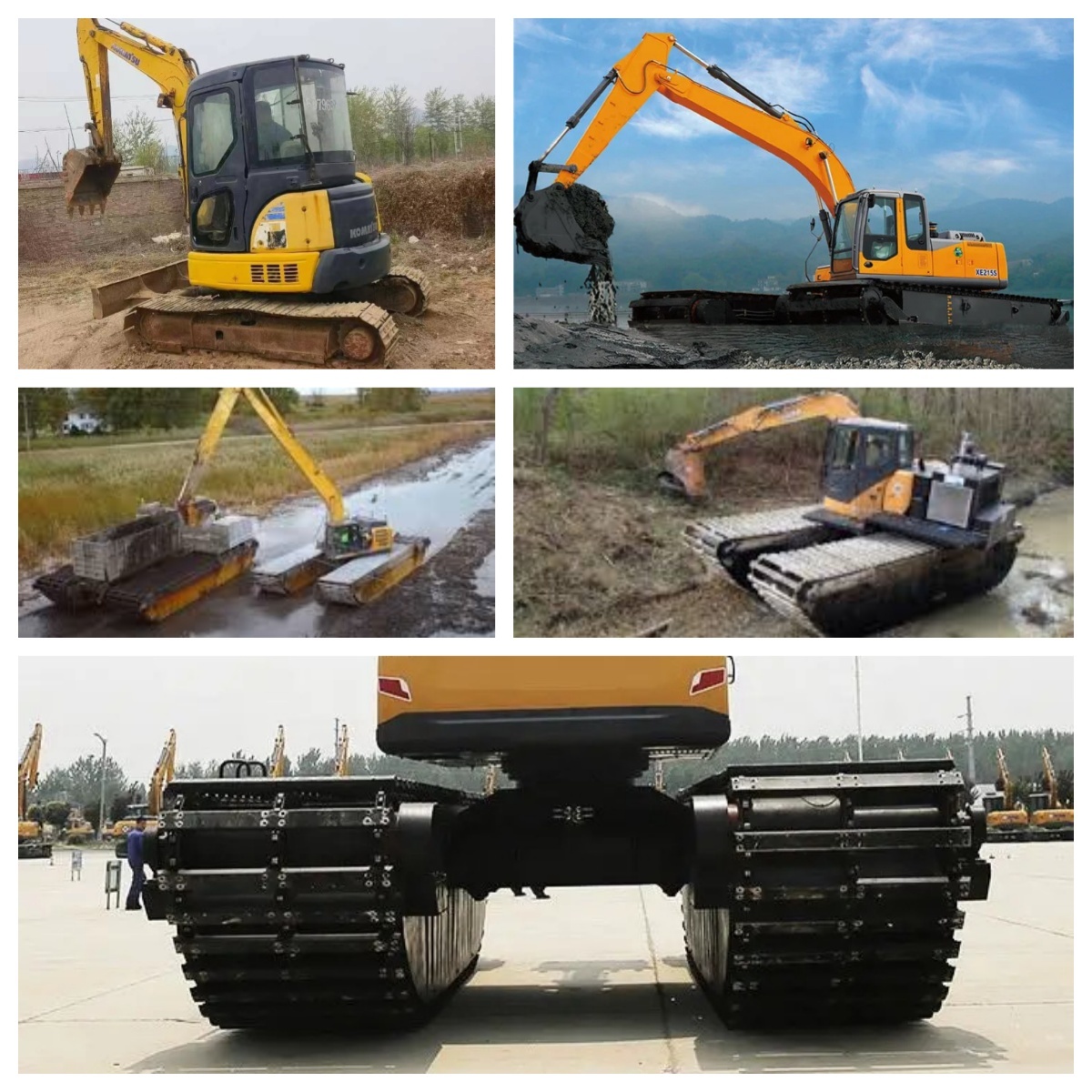 Amphibious Undercarriage Floating Excavator Pontoon System Swamp Buggy Solution