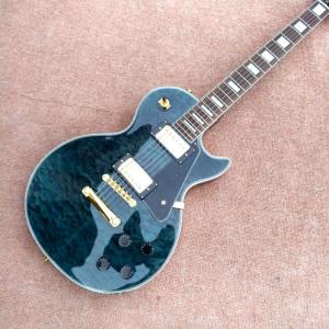 China New style high quality custom LP Style electric guitar Gold Hardware in Blue Quilte Maple Electric Guitar Free Shipping factory