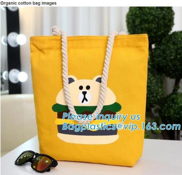 China Wholesale white color letters series printing rough rope handle cotton canvas fabric foldable tote shopping bag bagplast factory