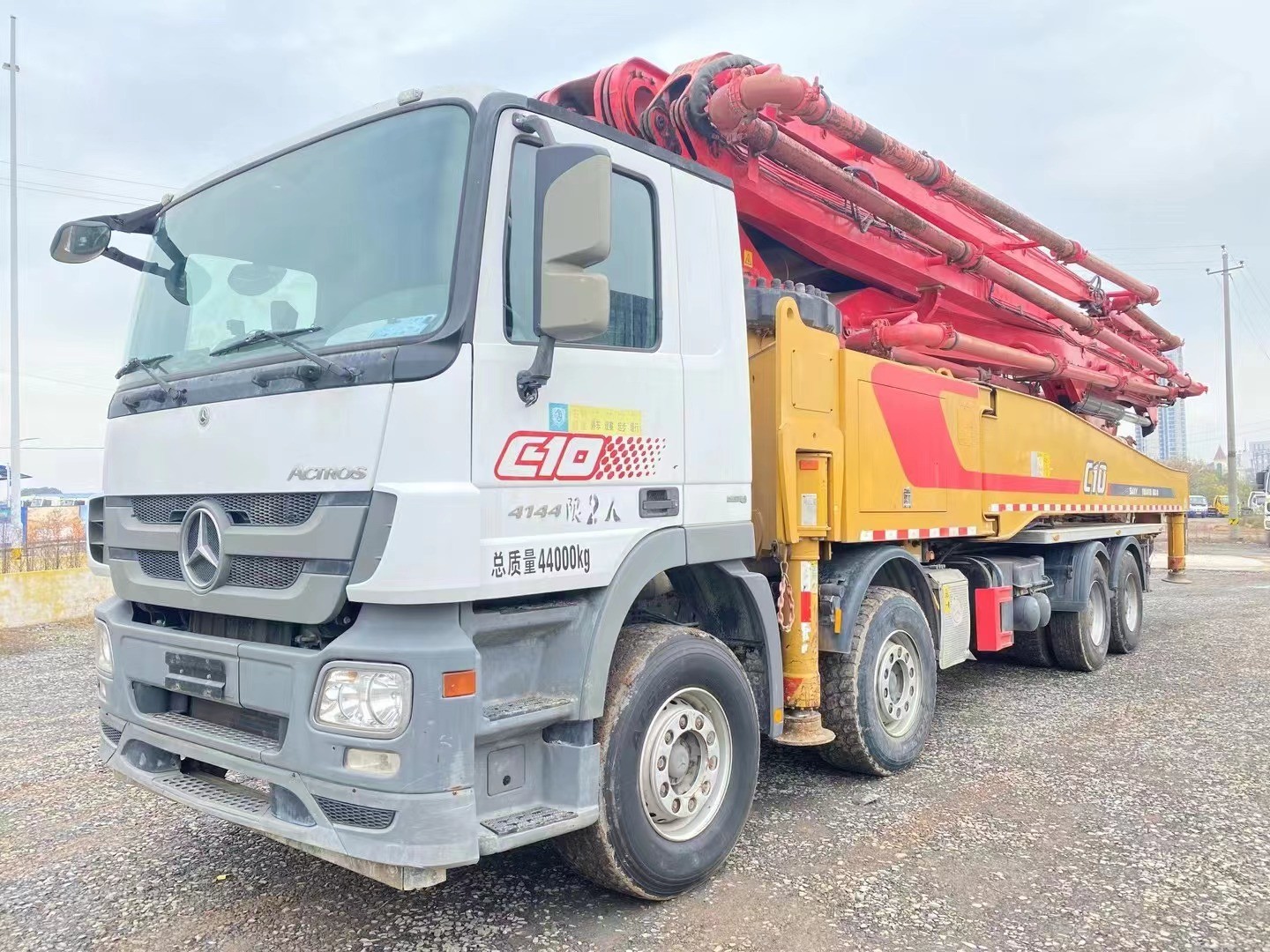 SYM5449THB Sany Benz Used Concrete Pump Truck 56m 49M 62M 60M 2020 White Orange And Red Color