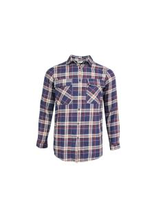 China 200GSM 100% Cotton Long Sleeve Checked Shirt Red And Blue Color factory