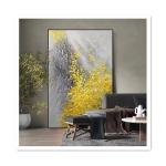 Hand Painted Modern Abstract Landscape Fortune Golden Leaf Texture Oil Painting