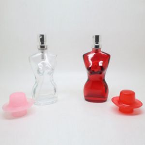 red women body shape glass perfume bottle with plastic cap