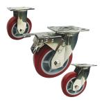 Waterproof Red PU 6" Plate Type Total Brake Stainless Steel Casters