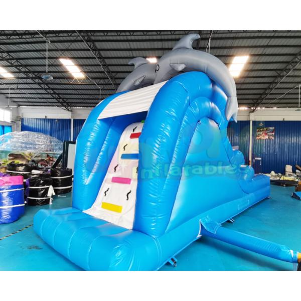 Children 0.55mm PVC Inflatable Water Slide With Pool Double Stitching
