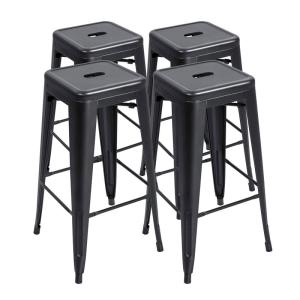 China Iron High Foot Bar Chair Industrial Stackable Bar Stool Black Seater factory