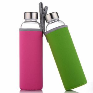 China 550ml Customized Borosilicate Glass Water Bottle With Neoprene Sleeve on sale