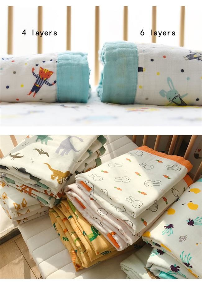 Oversized Bamboo Cotton Muslin Swaddle Blankets Fresh Fashionable Fun Cartoon Color