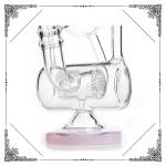 10.5 Inches Pink Glass Recycler With Double Honeycomb Percs Bongs