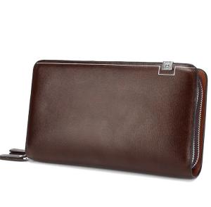China 2016 Men's European and American big fashion leather high-capacity double zipper Men's Clutch factory