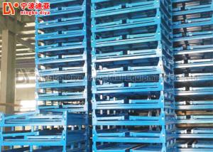 China Side Holes Large Rack Storage System , Industrial Steel Folding Turnover Pallet Box factory