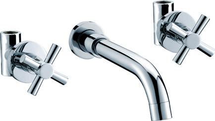 Ceramic Cartridge Wall Mount Bathroom Sink Faucet with Two Handles , Basin