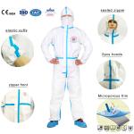 Type 4 Taped White Disposable Coveralls Anti Virus Blood Microbe Liquid