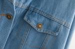 New Design Lapel Long Sleeve Denim Jacket With Embroidered Flowers Eco Friendly