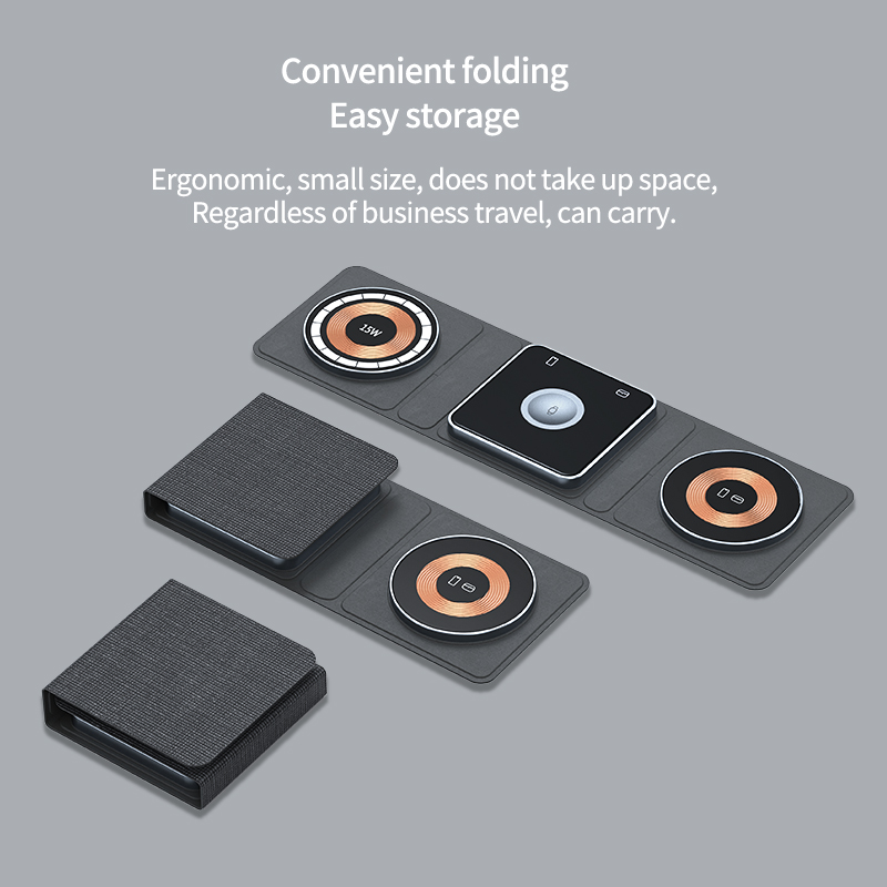90 X 90 X 6mm Foldable Charging Pad High Efficiency 75% Multifunctional Wireless Charger 50g