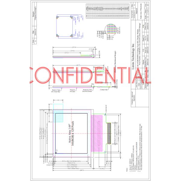 1.69 Inch Color OLED Display With Seps525 Driver 160X128 Resolution