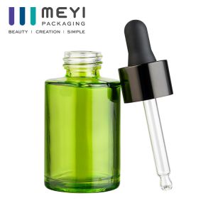Refillable Glass Dropper Bottle Labeling 50ml Screw Cap Round