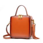 Real Leather Women Bags Cowhide Case Bag with Tassel Fashion Tote Bags