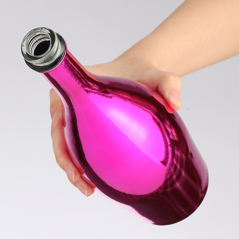 Glass Collar Material 750ml Champagne Glass Bottle with Electroplated Finish and Cork